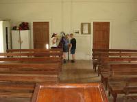 A view from the pulpit looking towards the back of the church.