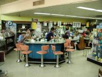 The lunch counter includes a real soda fountain.